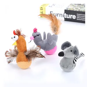 Neueste Wiggly Ping Weihnachten Interaktive Tier form Plüsch Tumbler Katze Spielzeug Vogel Huhn und Maus