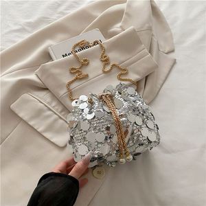 New Premium Metallic Fringe <b>Sequin</b> Luxury Wedding Party Bucket Designer <b>Sequins</b> Evening Clutch Bag ZIP Closure Polyester Lining - Product Image 2