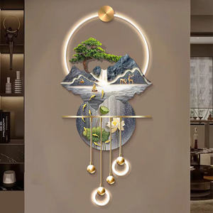 Décoration murale 3D LED morden directe d'usine et jolie avec des peintures de paysage légères acryliques d'art en métal artificiel - Product Image 1