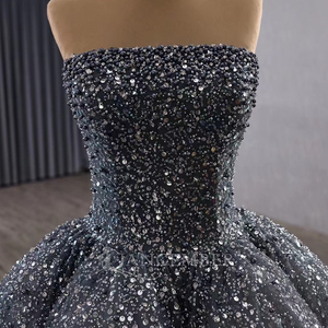 Robe de soirée sans bretelles pour femmes, ornée de paillettes et de perles, dos lacé, personnalisable, pour occasions spéciales, Rsm251097 - Product Image 3