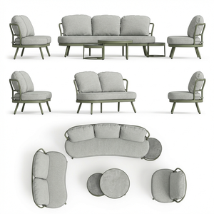 Set di Divani da Esterno Moderni <span class=keywords><strong>in</strong></span> Alluminio, 6 Pezzi, Arredamento da Patio con Telaio <span class=keywords><strong>in</strong></span> Alluminio Verniciato a Polvere - Product Image 4