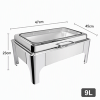Chauffe-Plat Commercial en Acier Inoxydable avec Fenêtre en Verre 9L pour Buffet, Hôtels, Restaurants et Traiteurs