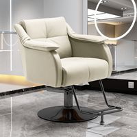 Nouvelle chaise populaire en cuir marron jaune avec grand siège et accoudoirs de meubles doux chaise de salon de coiffure adaptée
