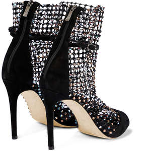 2024 personnalisé usine luxueuses sandales à talons pour femmes talons sandales diamants bout ouvert cheville boucle Banquet chaussures pour dames - Product Image 6