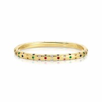 Bracelet élégant en laiton plaqué or avec fermoir boîte et zircon, bijoux de luxe Gemnel Rainbow pour femmes