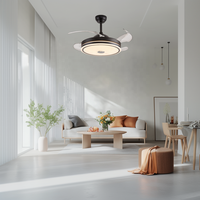 Ventilateur de plafond moderne intelligent à économie d'énergie, 42 pouces, 36W, LED, extra large, avec télécommande, moteur DC 6 vitesses, dimmable
