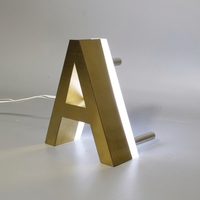Enseigne lumineuse personnalisée en laiton brossé doré 3D, fabrication de précision, pour façade extérieure de bâtiment, signalétique intérieure en acier inoxydable