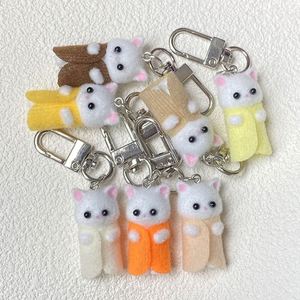 Porte-clés en résine 2024, motif ours floqué de dessin animé, animaux mignons, pompon, chat, chien, en peluche - Product Image 5