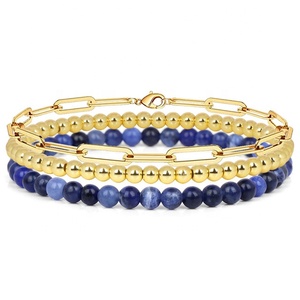 3 pièces/ensemble, Bracelet à maillons en acier inoxydable, 4mm, pierres précieuses rondes, cristal <span class=keywords><strong>de</strong></span> guérison, <span class=keywords><strong>pierre</strong></span> <span class=keywords><strong>de</strong></span> Quartz, perlé, Bracelet réglable - Product Image 6