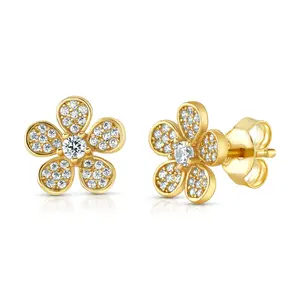 Zirconia Sweet Daisy Earrings Shiny Bloom Jewelry 316l Stainless Steel 18k Gold Plated Dainty Flower Studs Earrings Crystal