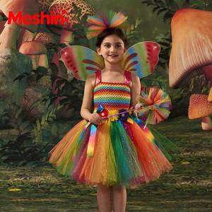 Children Dance Performance Stage Costume Christmas Girls Party Carnival Clothing With Wings <b>Rainbow</b> <b>Tutu</b> <b>Dress</b> for Kids - Product Image 1