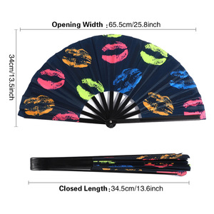 Gran 13 pulgadas UV Glow chino bambú plegable mano Rave ventilador pintado música festivales Club fiestas danza actuaciones recuerdo 33cm - Product Image 6