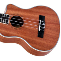 Ukulélé Cutaway Mat en Contreplaqué Sapele de Haute Qualité Surpass Music, 24/26 Pouces, Guitare à Quatre Cordes