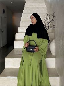 Ensemble Abaya 2 pièces : 1 Robe à manches longues et fermeture ouverte & 1 Robe à lacets au col, respirante, coupe ample, tenue traditionnelle du Ramadan ODM - Product Image 2