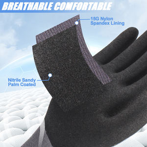 LQS Ventas al por mayor Antideslizante Flex 15G Nylon Spandex Guantes Sandy Nitrile Guantes de seguridad para el trabajo para la construcción - Product Image 6