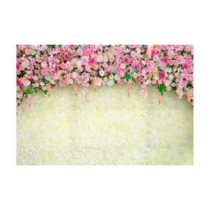 Grosir besar putih foto latar belakang-Kain Vinil Kustom 8X6 Kaki Bridal Shower Besar Bunga Dinding Pernikahan Latar Belakang Desain DGBD-138