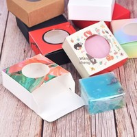 Boîte à savon pliable en papier kraft brun écologique personnalisée avec fenêtre transparente pour emballage cadeau, faveurs de mariage et de fête