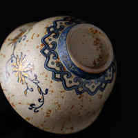 Tasse à thé en céramique de style chinois à motif floral bleu blanc silex rouge, ensemble de thé Kung Fu haut de gamme pour un usage domestique, hôtes