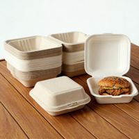 Contenants alimentaires jetables en gros, boîte bento verrouillable, boîte à burger biodégradable en pulpe pour croissant et gâteau