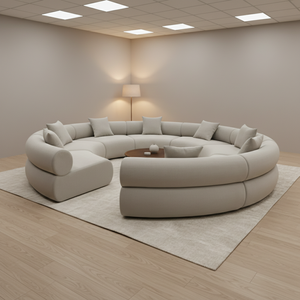 Set di Divani Cinesi Moderni, <span class=keywords><strong>Divano</strong></span> Circolare in Tessuto <span class=keywords><strong>Grigio</strong></span>, Arredamento per Soggiorno, <span class=keywords><strong>Divano</strong></span> Rotondo per Interni - Product Image 2