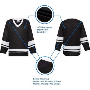 Maillot d'entraînement de hockey sur glace Ealer série H400 pour hommes, col en V, sublimé, séchage rapide, 320g - Product Image 3