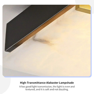 Alabaster Brass <b>LED</b> AC <b>Modern</b> Luxury Square <b>Ceiling</b> Lamp Flush Mount for Study Corridor Hotel Villa - Product Image 4