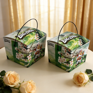 Boîtes en papier pour la restauration rapide personnalisées avec poignées, impression par laminage, boîtes d'emballage pour le déjeuner - Product Image 5