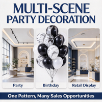 Ballons en latex noir brillant, ensemble de décoration de fête ronds pour mariage, anniversaire, Halloween et Saint-Valentin