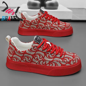 Zapatos de Lona para Hombre, Estampados y Bordados, Estilo Deportivo, Superficie de Tela, Suela Gruesa, Zapatos Casuales de Moda - Product Image 3