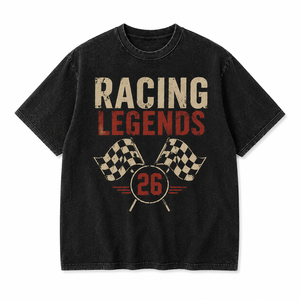 Camiseta Vintage Lavada con Diseño de Leyendas del Automovilismo, Unisex, Número 26, Gráfico de Bandera a Cuadros, Casual, Personalizada, OEM, Venta al Por Mayor - Product Image 5