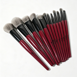 BEILI Luxury <strong>Burgundy</strong> Red 12pcs Makeup Brushes Set Premium Synthetic Hair Foundation <strong>Eyeshadow</strong> Make Up Brush Kit - Product Image 1