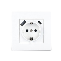 Enchufe alemán estándar europeo con puertos de carga USB tipo A + C, toma de corriente de pared de Panel de PC ignífugo de alta calidad, de alta calidad