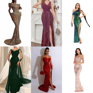 Nouvelle <span class=keywords><strong>Robe</strong></span> de Soirée 2026 en Satin Couleur Unie, Coupe Slim, Taille Haute, Col en V, Qualité Supérieure, Prix de Gros Bas - Product Image 3
