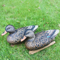 Paire de leurres de canard marron marbré ultra-réalistes en PE flottant, avec motif d'ailes naturel, pour la pêche en eau douce en extérieur