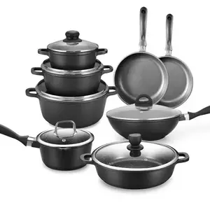 Nhà bếp không dính chậu và chảo đặt không dính Nhôm Cookware Set với đá cẩm thạch lớp phủ chậu và chiên chảo đồ nấu nướng