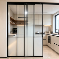 Porte coulissante en verre avec cadre en aluminium HDSAFE, verre givré de 8 mm, sans rail inférieur, fermeture douce, pour hôtel, appartement, projet résidentiel