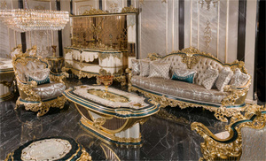 Antique Đen Vàng Châu Phi Hoàng Gia Gỗ Khắc <span class=keywords><strong>Sofa</strong></span> Đồ Nội Thất <span class=keywords><strong>Sofa</strong></span> Đặt Sang Trọng Phòng Khách Thổ Nhĩ Kỳ - Product Image 4