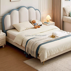 116091 Quanu Cama Infantil Moderna con Cabecera en Forma <span class=keywords><strong>de</strong></span> Pétalo, Cama Suspendida Color Crema y Juego <span class=keywords><strong>de</strong></span> Colchones, Cama <span class=keywords><strong>de</strong></span> <span class=keywords><strong>Princesa</strong></span> para Niñas - Product Image 1
