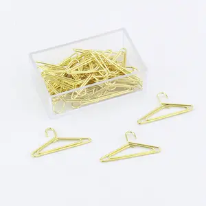 20 teile/schachtel Mini Funny Cute Metal Gold Galvanik Kleiderbügel Form Büroklammern Lustige Lesezeichen Markierung clips