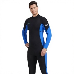 Traje de Neopreno de Cuerpo Entero para Hombre, 3mm, Manga Larga, Cuello Redondo, Cierre Trasero, Azul y Negro, Logotipo Frontal, Antibacteriano, para Buceo y Surf - Product Image 3