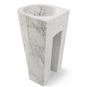 Poulars En gros Lavabo sur pied de luxe moderne en pierre naturelle et en marbre Arabescato Corchia pour salle de bain - Product Image 4