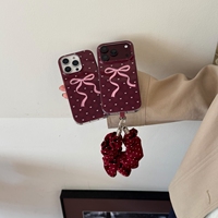 Coque de protection IMD motif nœud papillon écossais rouge bordeaux pour iPhone 18 Pro Max, anti-perte, protection d'objectif, marque privée