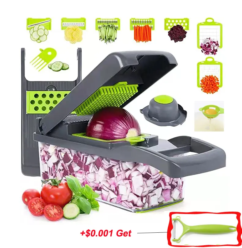 Hot Sales Vegetable Chopper For Kitchen 8 Blades Colander Multi Function Food Choppers Onion 15 in one Vegetable Slicer Cutter