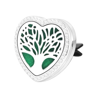 Heart Shape Essetial Oil <b>Car</b> Vent Clip Tree of Life Stainless Steel <b>Car</b> Air <b>Freshener</b> - Product Image 1