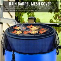 Portable 1 pièces pluie baril filet écran Polyester maille couverture avec cordon pour barils de collecte d'eau PP Type plastique