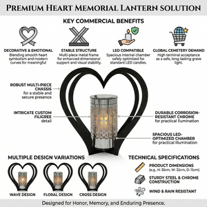 Linterna Conmemorativa Solar de Metal <span class=keywords><strong>para</strong></span> <span class=keywords><strong>Cementerio</strong></span>, Linterna <span class=keywords><strong>para</strong></span> Tumba, Decoración Conmemorativa, Marco Único en Forma de Corazón Invertido - Product Image 6