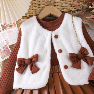 <span class=keywords><strong>Ropa</strong></span> Infantil al por Mayor <span class=keywords><strong>para</strong></span> Niñas de 2 a 7 Años, <span class=keywords><strong>Nuevo</strong></span> Estilo, <span class=keywords><strong>Ropa</strong></span> Interior de Manga Larga, Suéter, Chaleco, Falda, Conjunto de Tres Piezas - Product Image 4