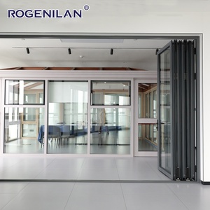 Portes pliantes accordéon en aluminium à double vitrage, fournisseur chinois Rogenilan, portes pliantes extérieures à vitrage Low-E - Product Image 6