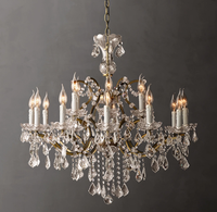 Lustre en cristal rétro américain à 18 lumières, décoration suspendue rustique, pour villa, hôtel de luxe