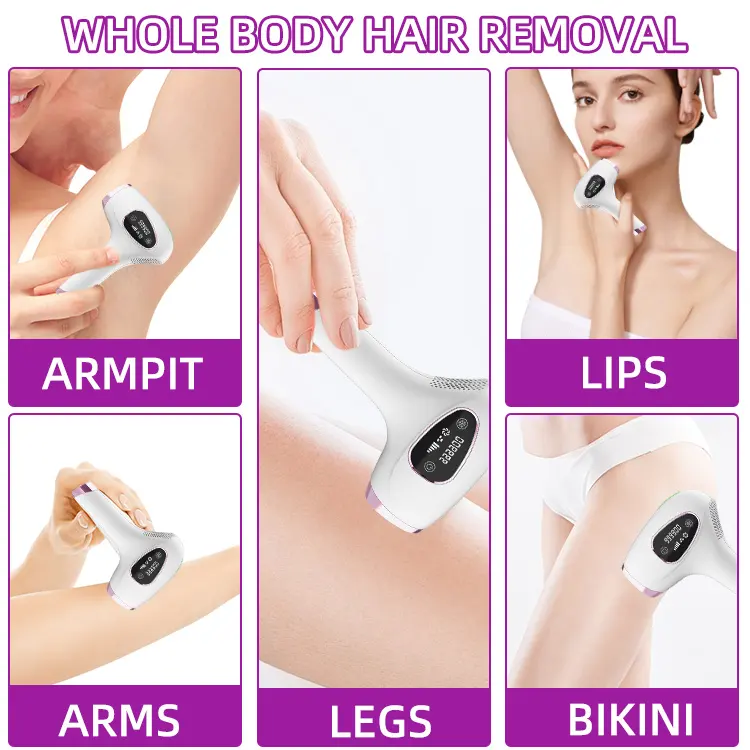 2024 New Arrival Home Use 9 Gears LED Touch Hair Remover Device Skin Rejuvenation Acne Removal Ipl Hair Removal ice Cooling